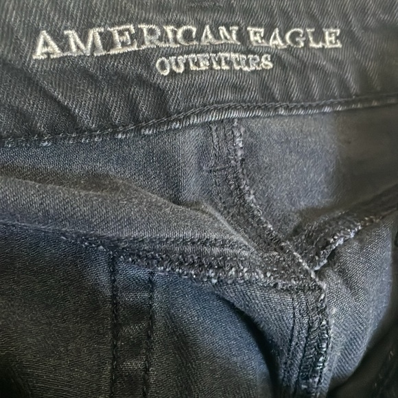 American Eagle Black Tomgirl shortie Cutoff distressed shorts in size 10 - Picture 3 of 6